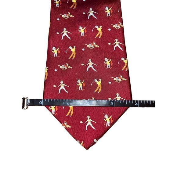 Salvatore Ferragamo Red Sports Players Print Handmade Neck Tie - Picture 2 of 6